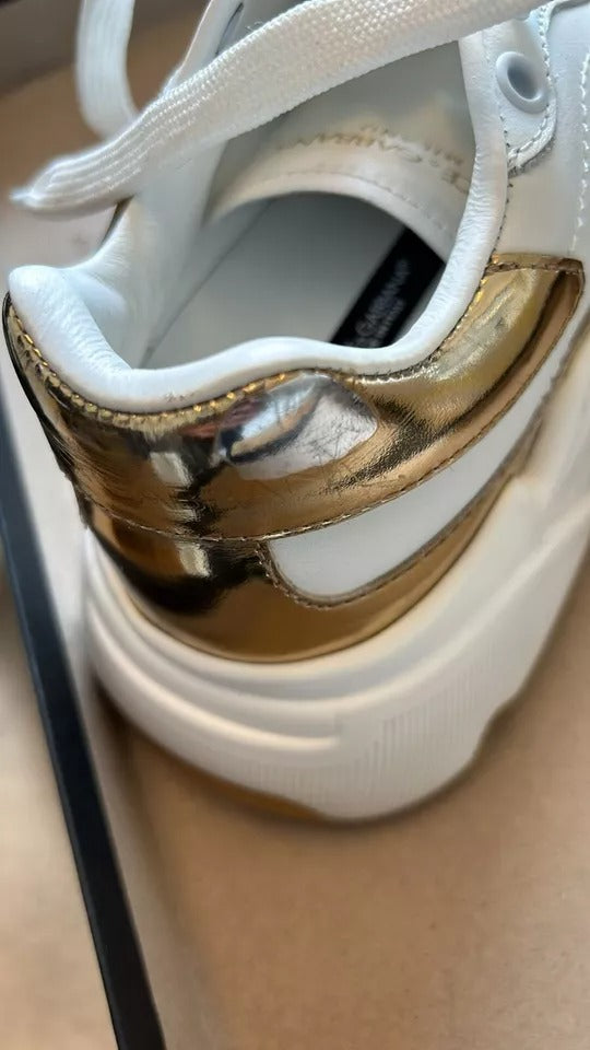 Dolce & Gabbana White Gold Leather Men Sneakers DAYMASTER Shoes