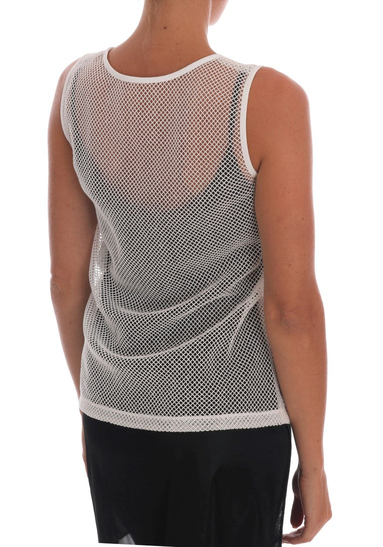 Dolce & Gabbana White Net Tank Transparent Top
