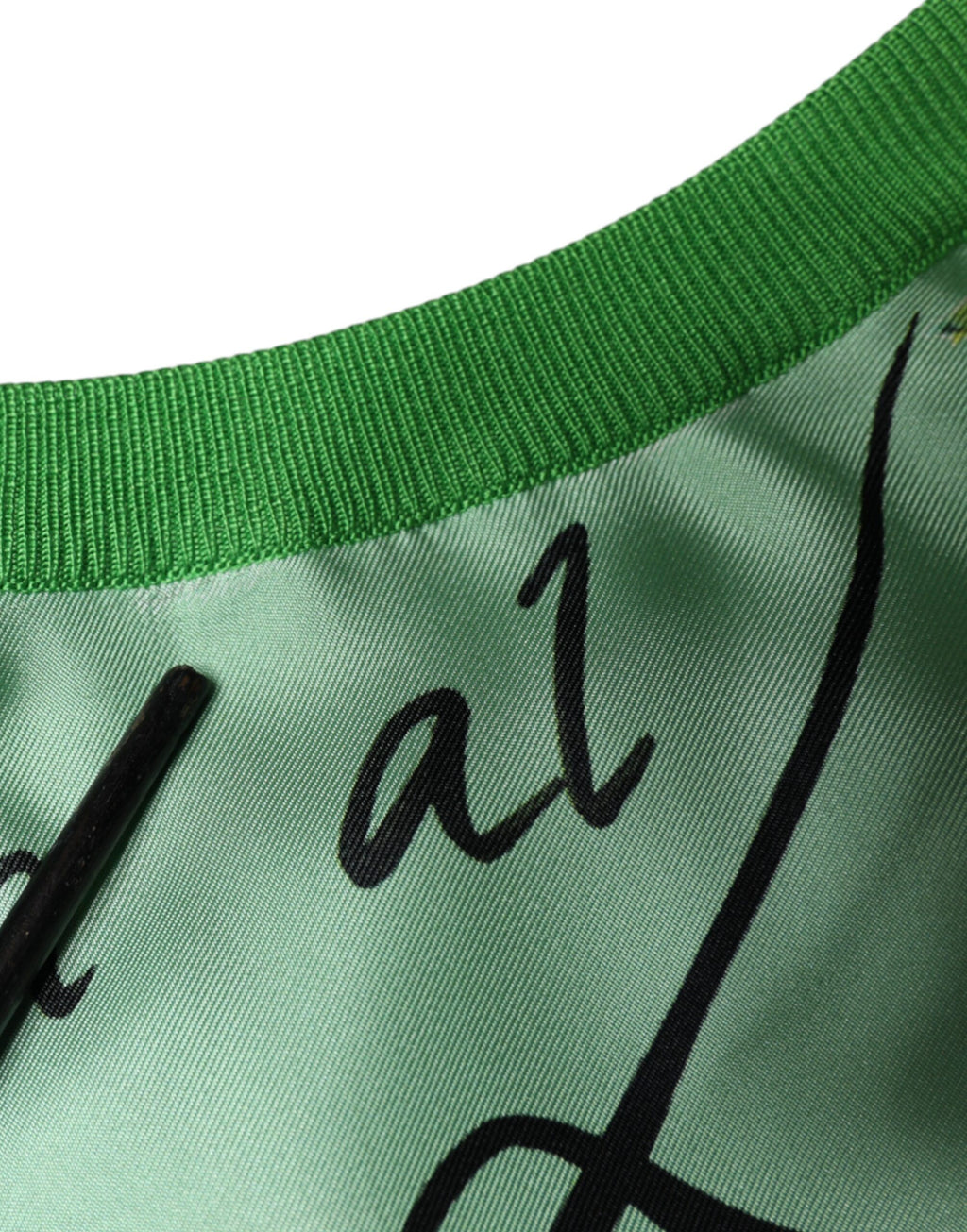 Dolce & Gabbana Green Silk Granita Al Limone Long Sleeves Sweater