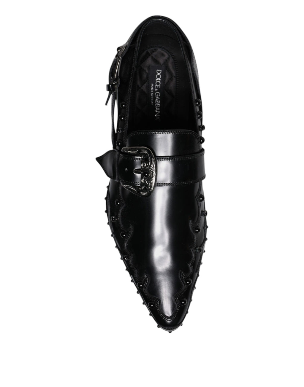 Dolce & Gabbana Black Embellished Derby Monk Strap Shoes