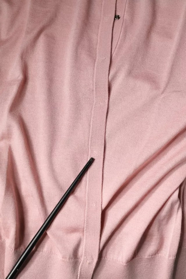 Dolce & Gabbana Pink Wool Knit Button Down Cardigan Sweater