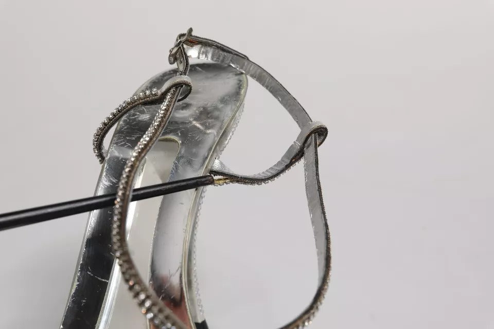 Dolce & Gabbana Silver Crystal Slingback KEIRA Sandals Shoes