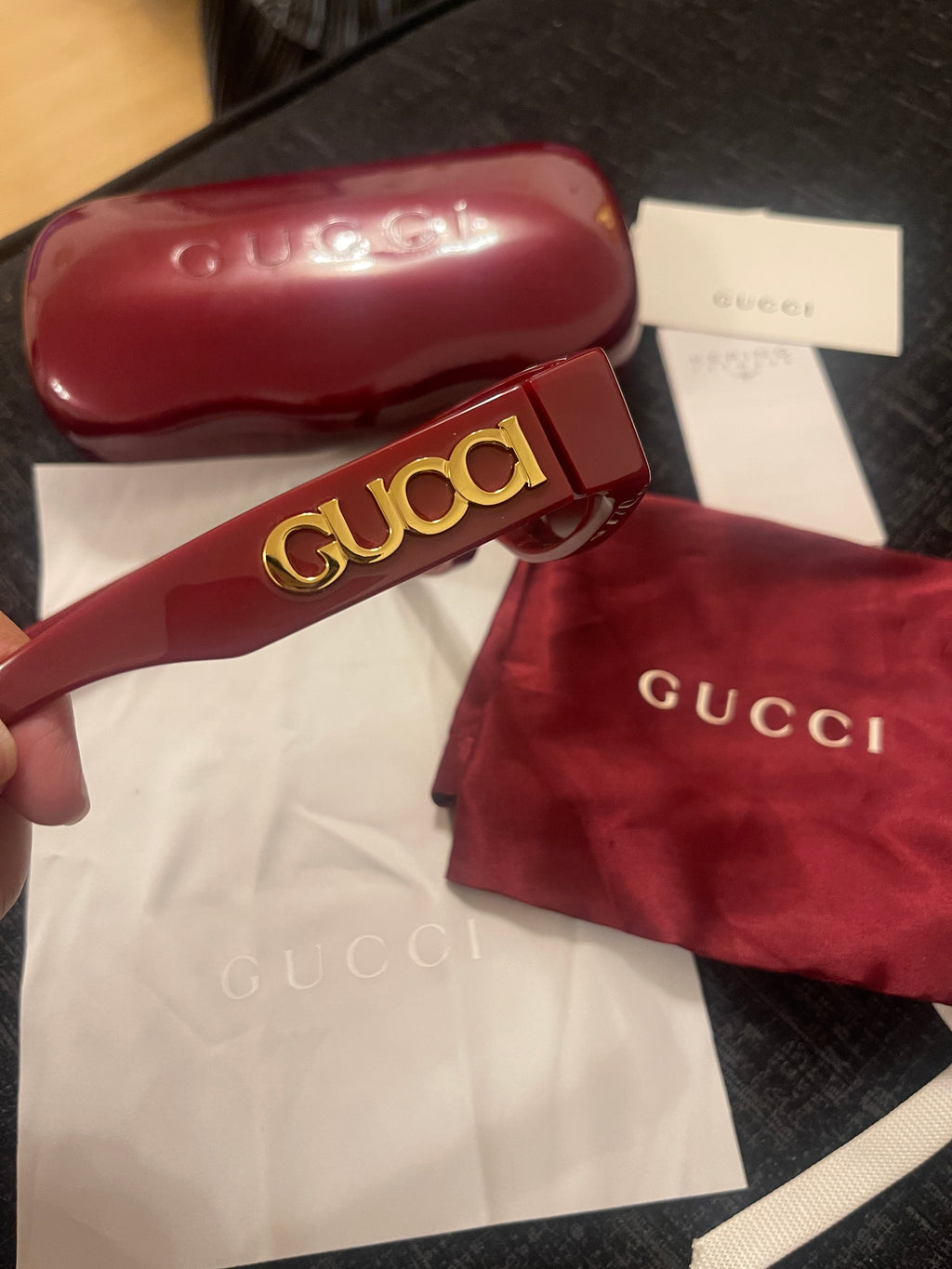Gucci sunglasses in Ancora red
