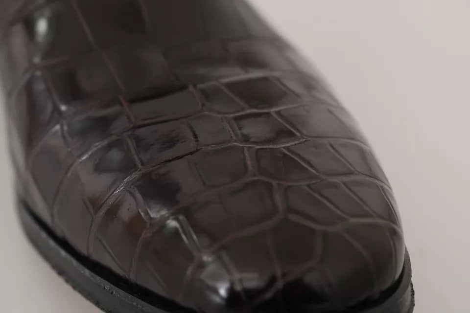 Dolce & Gabbana Brown Patterned Leather Dress Formal Shoes