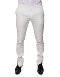 Dolce & Gabbana White Cotton Tapered Formal Dress Pants