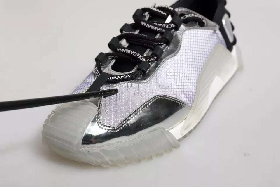 Dolce & Gabbana Silver Black Nylon NS1 Low Top Sneakers Shoes