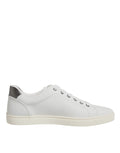 Dolce & Gabbana White Leather Heart Embellished Sneakers Shoes
