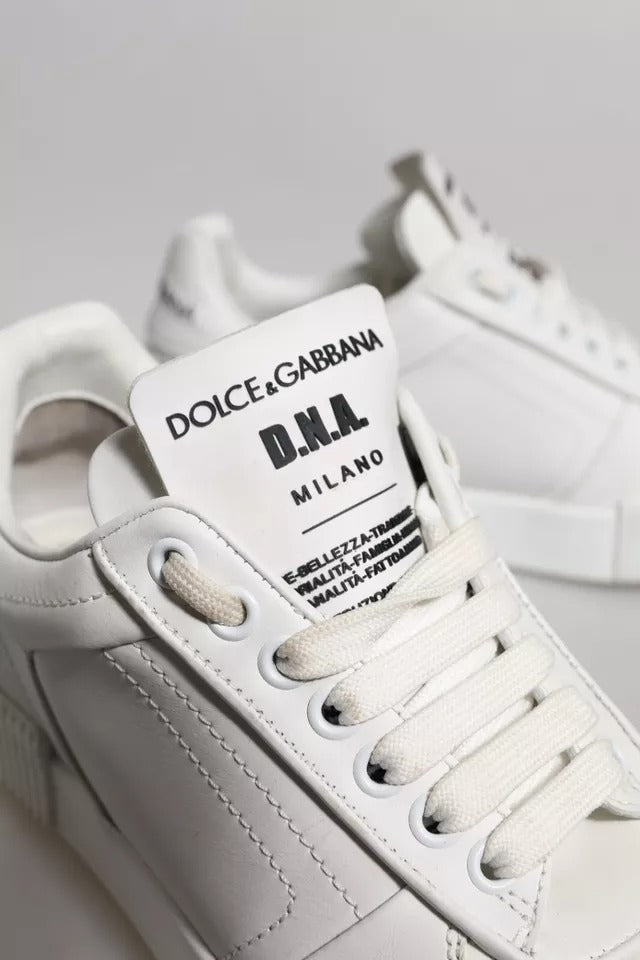 Dolce & Gabbana White Miami Leather Low Top Sneakers Shoes