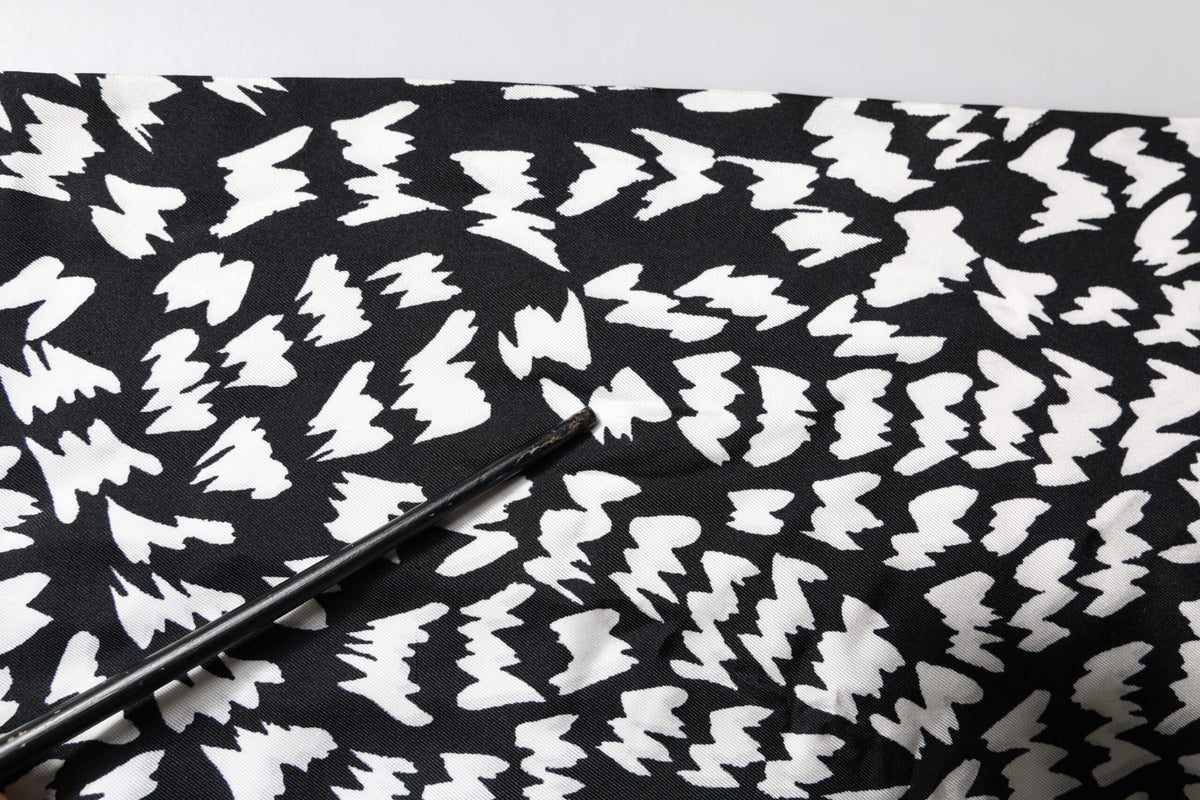 Dolce & Gabbana Black White Patterned Fringes Shawl Scarf