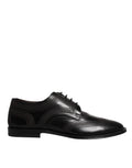 Dolce & Gabbana Black Embroidered Classic Leather Derby Dress Shoes