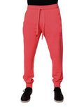 Dolce & Gabbana Neon Red Cotton Jogger Men Sweatpants Pants