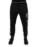 Dolce & Gabbana Black Floral King Men Jogger Sweatpants Pants