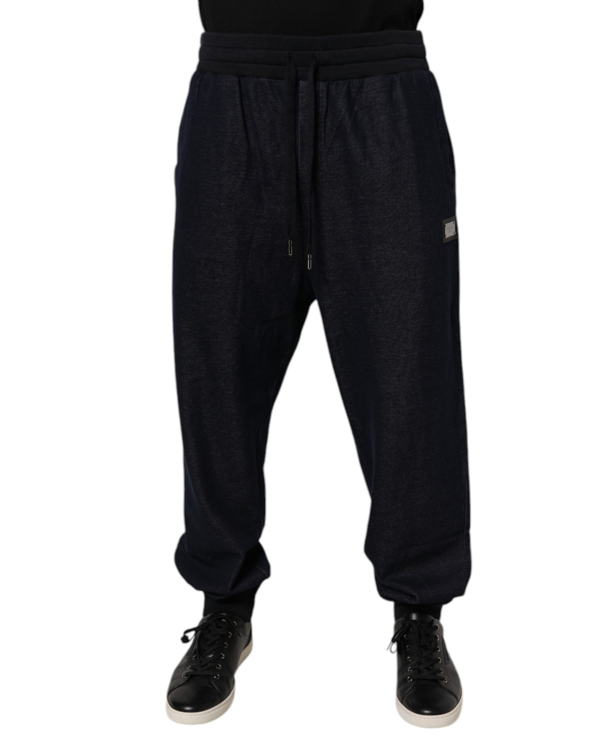 Dolce & Gabbana Black Jacquard Cotton Jogger Sweatpants Pants