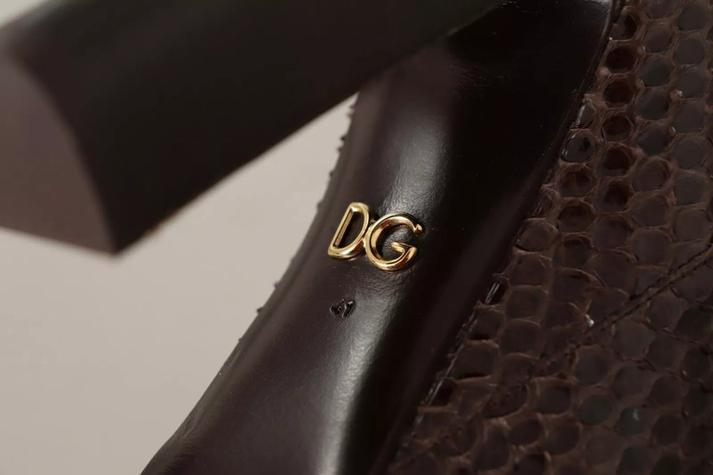 Dolce & Gabbana Brown Exotic Leather Heels High Boots Shoes