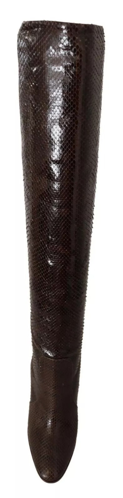 Dolce & Gabbana Brown Exotic Leather Heels High Boots Shoes