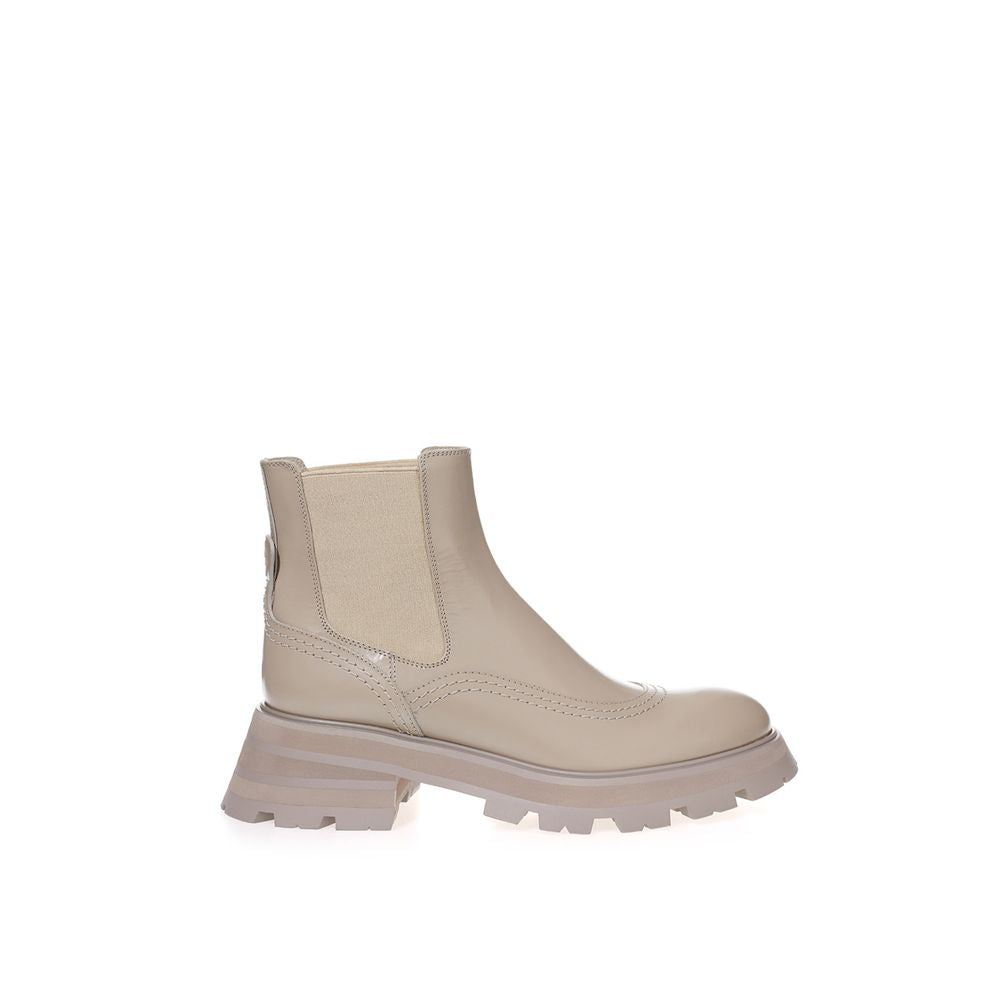 Alexander McQueen Beige Leather Chelsea Boots