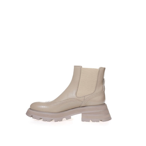 Alexander McQueen Beige Leather Chelsea Boots