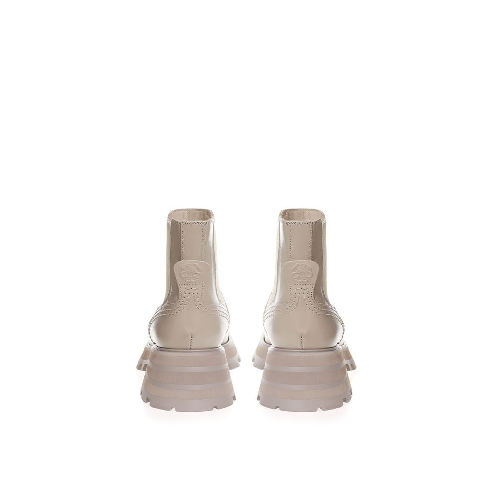 Alexander McQueen Beige Leather Chelsea Boots