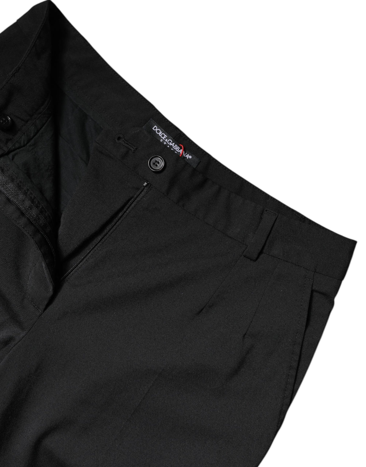 Dolce & Gabbana Black Polyester High Waist Slim Pants