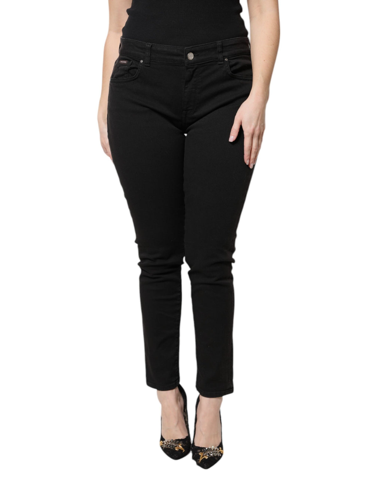 Dolce & Gabbana Black Cotton High Waist Skinny Denim Jeans