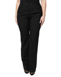 Dolce & Gabbana Black Wool High Waist Boot Cut Dress Pants