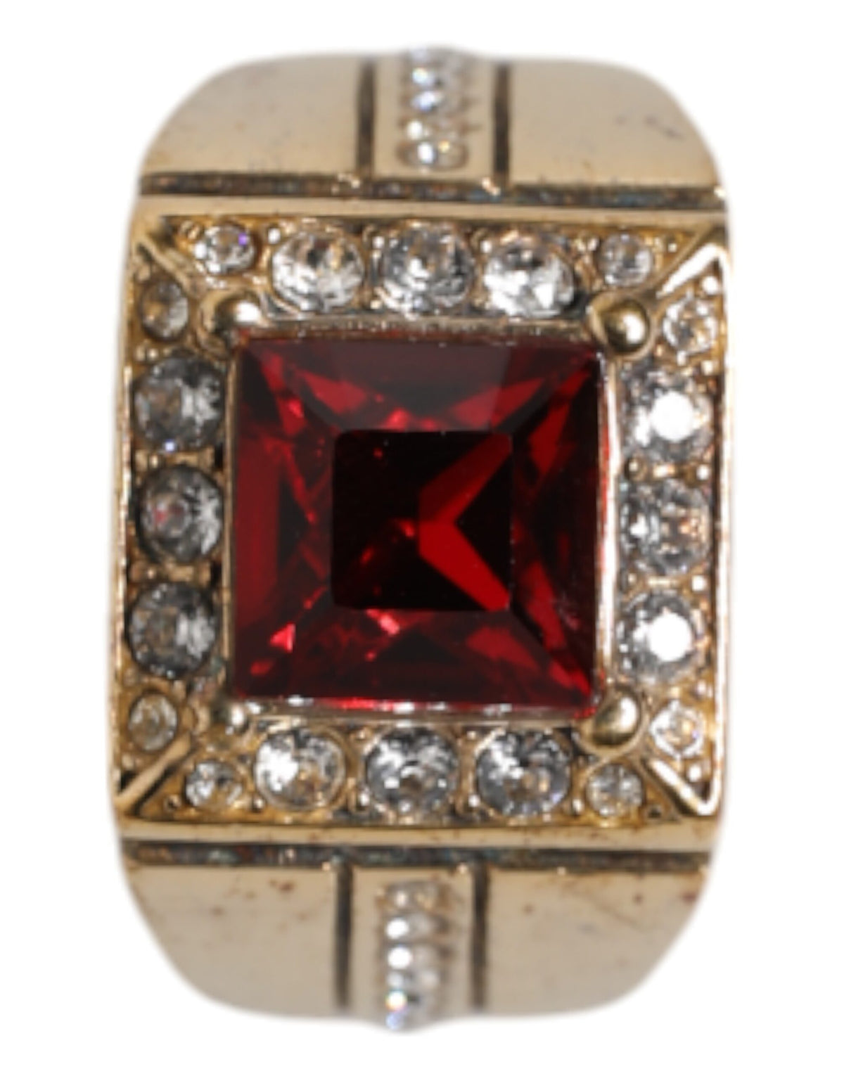 Dolce & Gabbana Gold Tone Sterling Silver 925 Crystals Ring