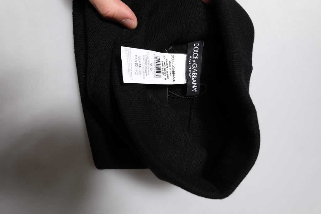 Dolce & Gabbana Black Cashmere Knitted Square Handkerchief Scarf