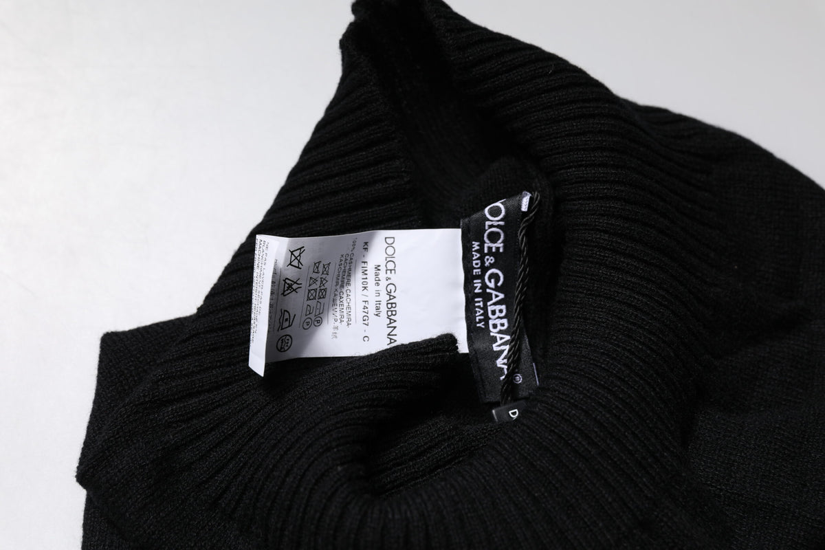 Dolce & Gabbana Black Cashmere Knitted Neck Warmer Foulard Scarf