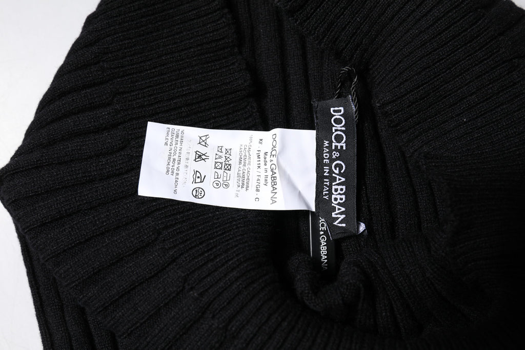 Dolce & Gabbana Black Cashmere Knitted Neck Warmer Foulard Scarf