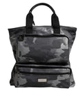 Dolce & Gabbana Gray Camo Cotton Multiple Compartments Tote Bag