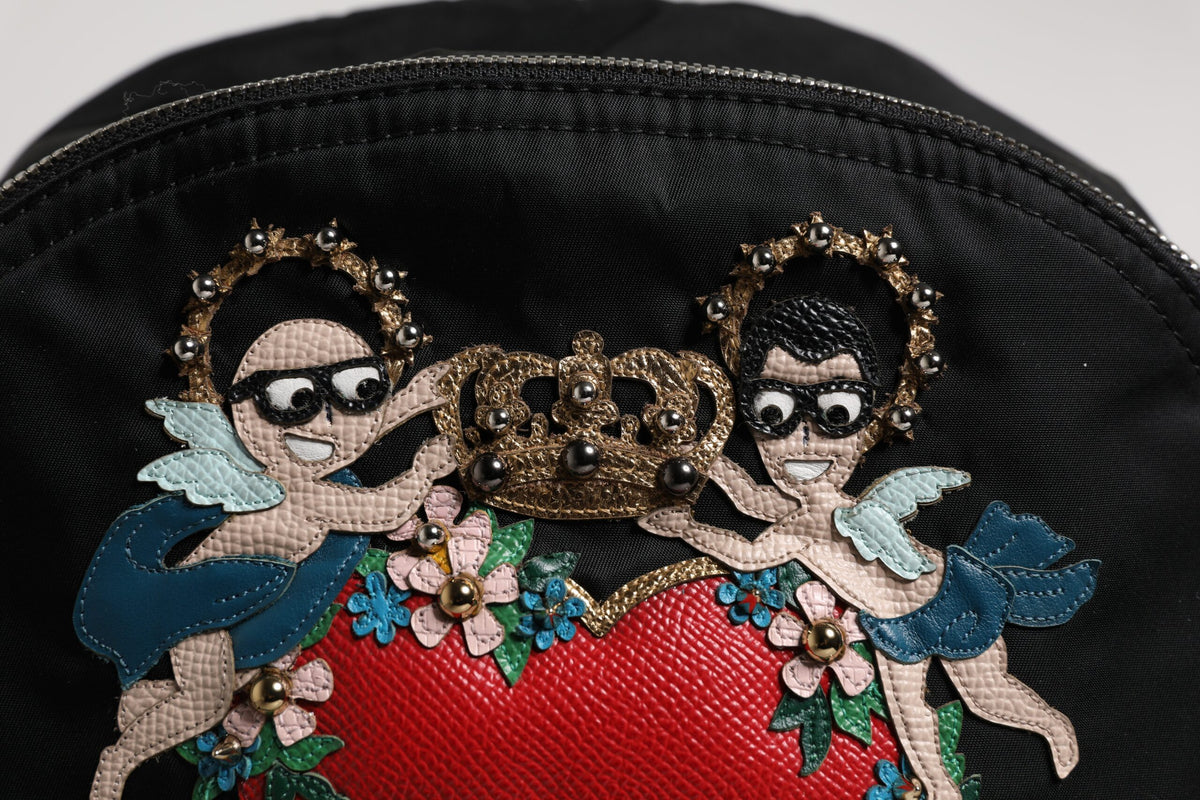 Dolce & Gabbana Black Nylon #DGFAMILY Embellished Backpack VULCANO Bag