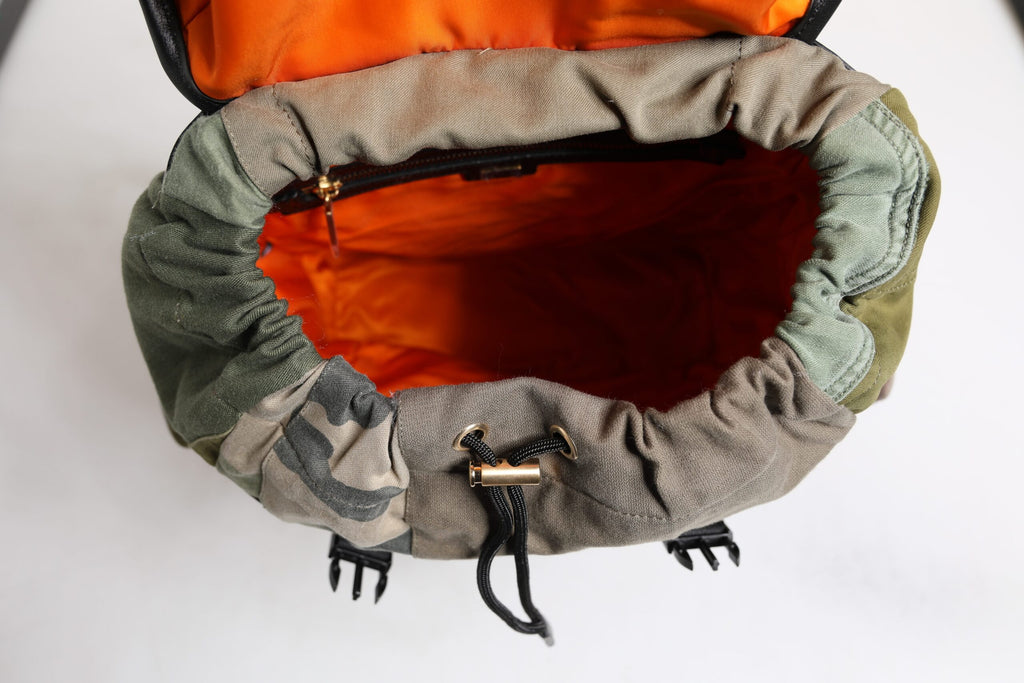 Dolce & Gabbana Military Green Patchwork Travel Backpack Bag