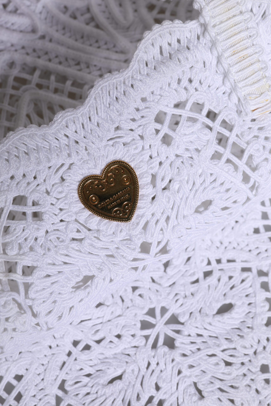 Dolce & Gabbana White Cordonetto Lace Beatrice Tote Shopping Bag