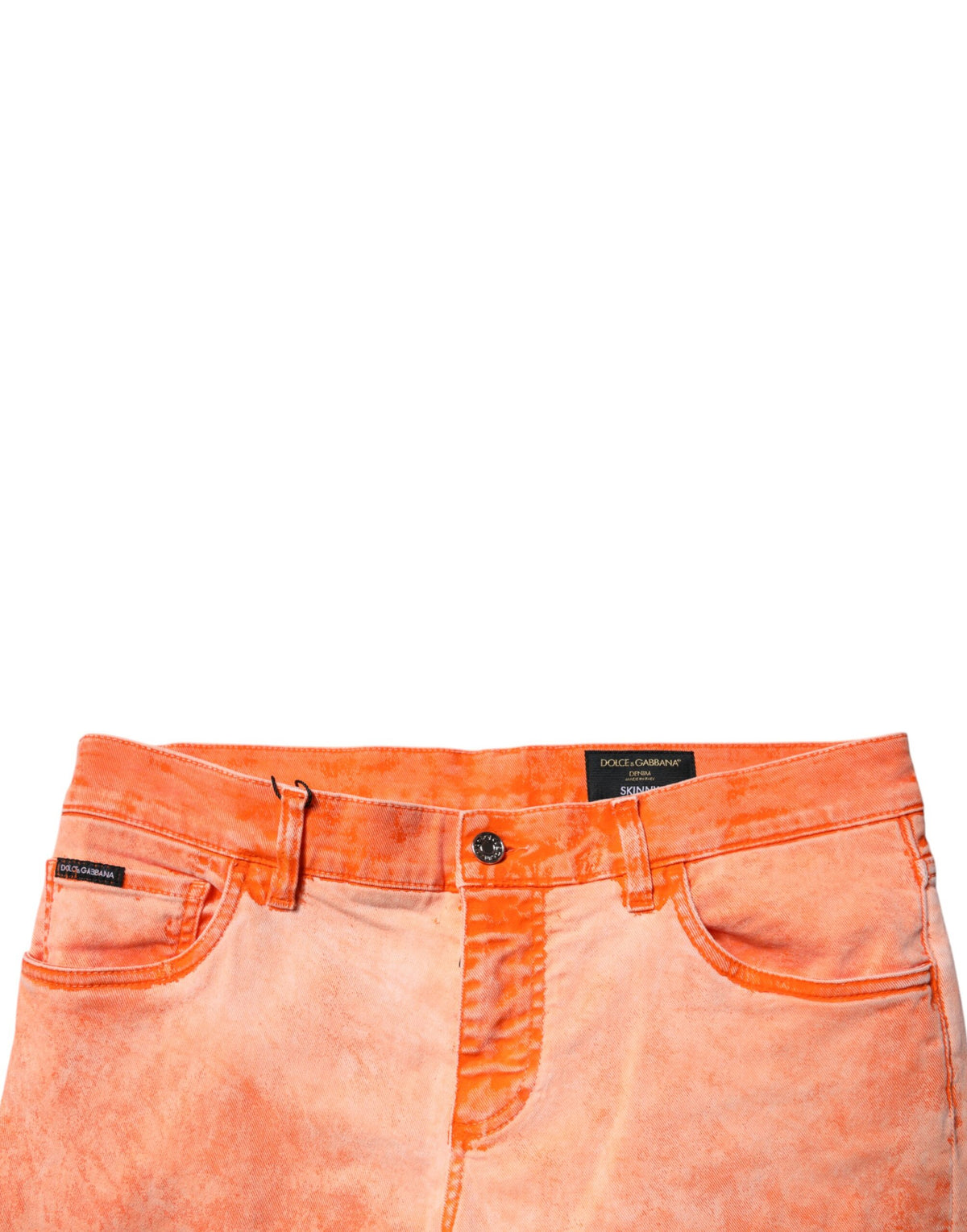 Dolce & Gabbana Orange Tie Dye Cotton Skinny Men Denim Jeans