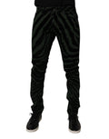 Dolce & Gabbana Black Green Stripes Cotton Skinny Denim Jeans