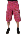 Dolce & Gabbana Pink Cherry Print Cargo Cotton Shorts