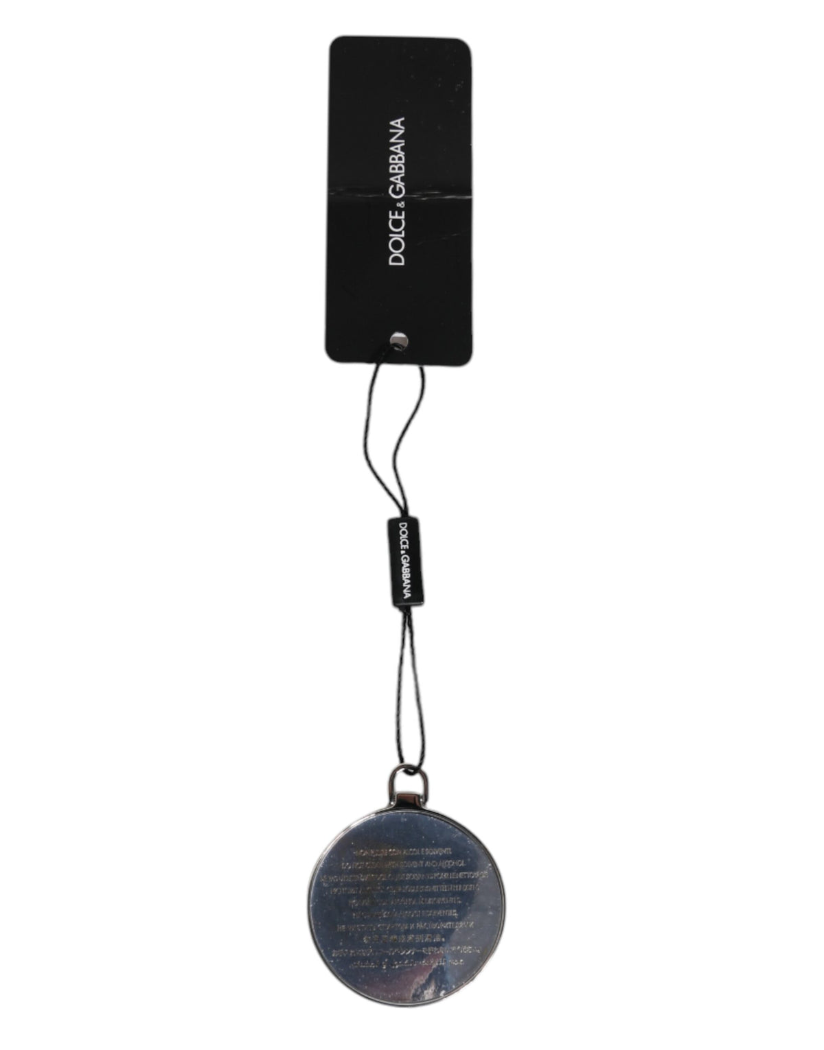 Dolce & Gabbana Pink Calfskin Leather Round Logo Hand Mirror Holder