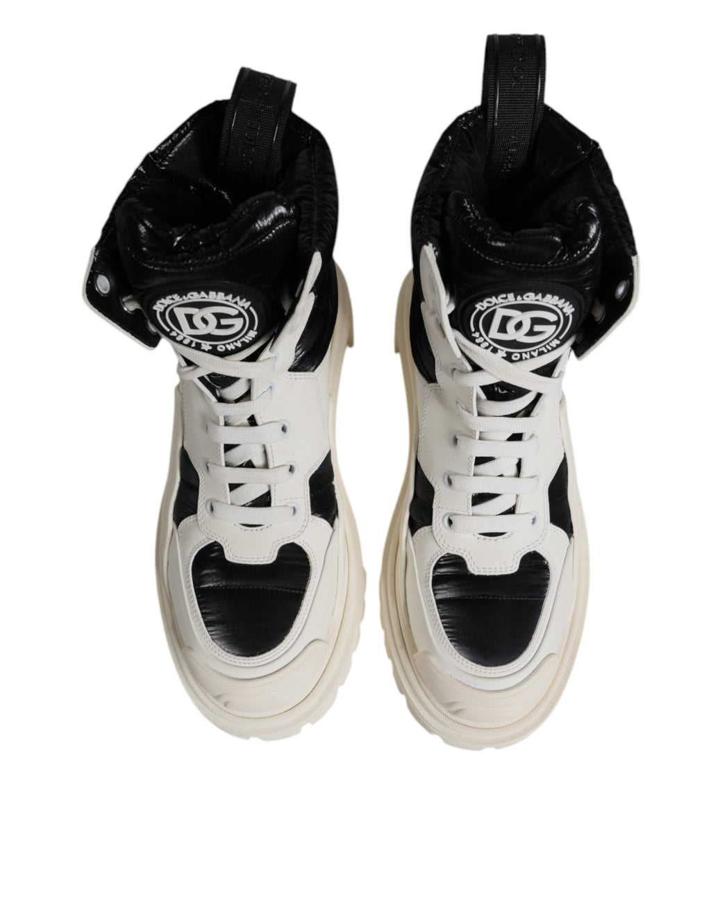 Dolce & Gabbana White Padded Mid Calf Lace Up Boots Shoes