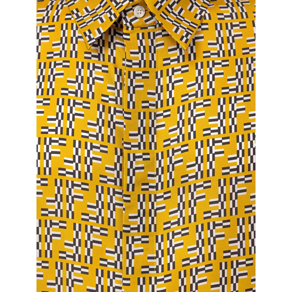 Fendi Yellow Silk Shortsleeve Shirt