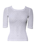 Dolce & Gabbana White Viscose Short Sleeve Crochet Top