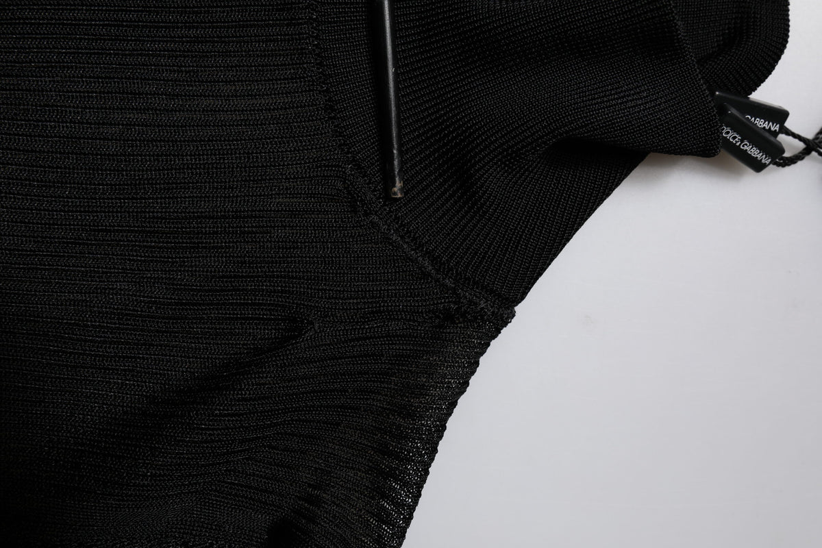 Dolce & Gabbana Black Knit Long Sleeves Turtleneck Slim Top