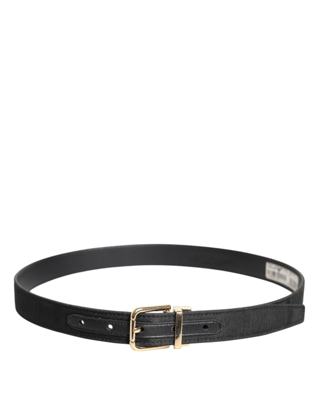 Dolce & Gabbana Black Classic Gold Metal Logo Buckle Belt