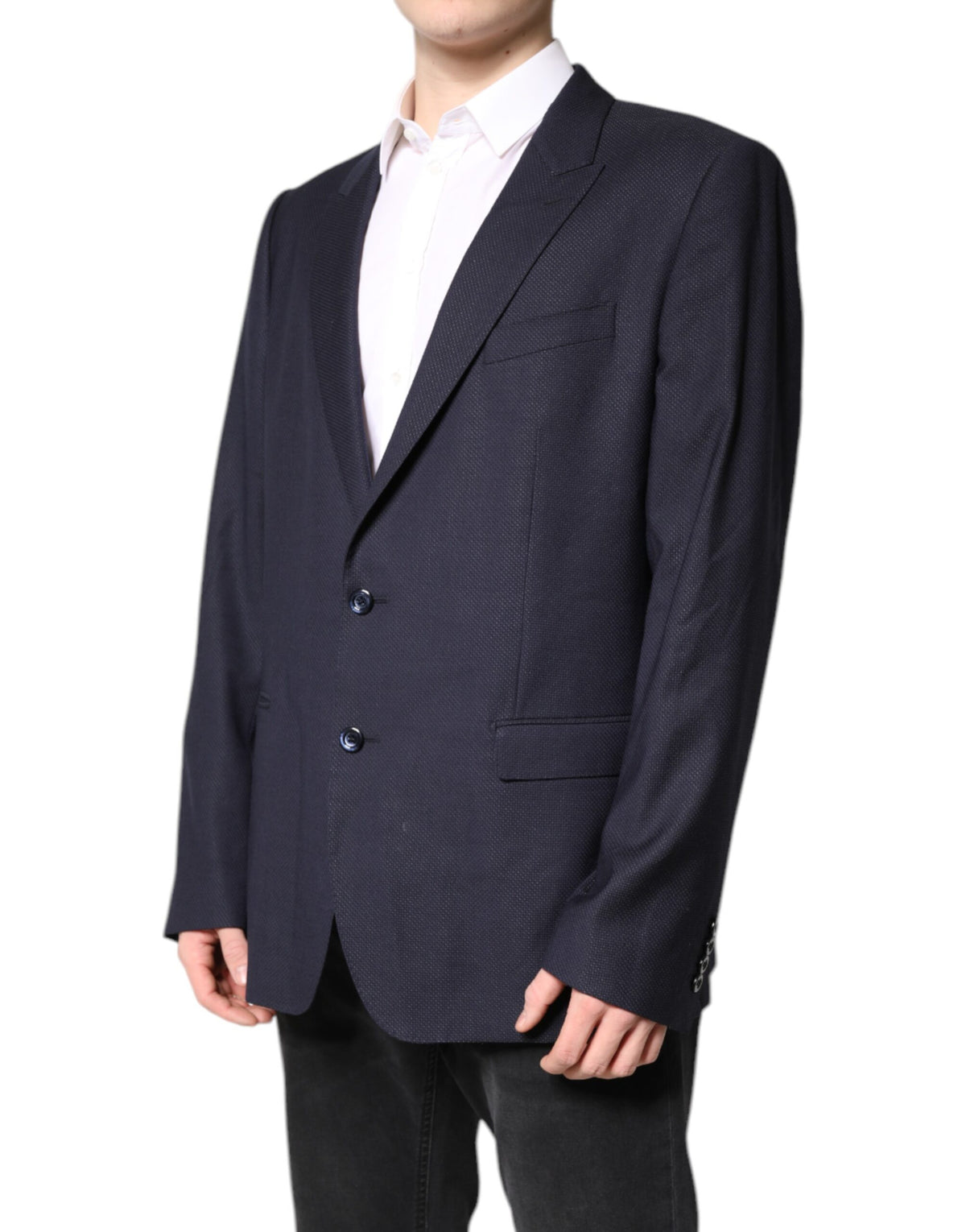 Dolce & Gabbana Black Wool Single Breasted Coat Blazer Suit