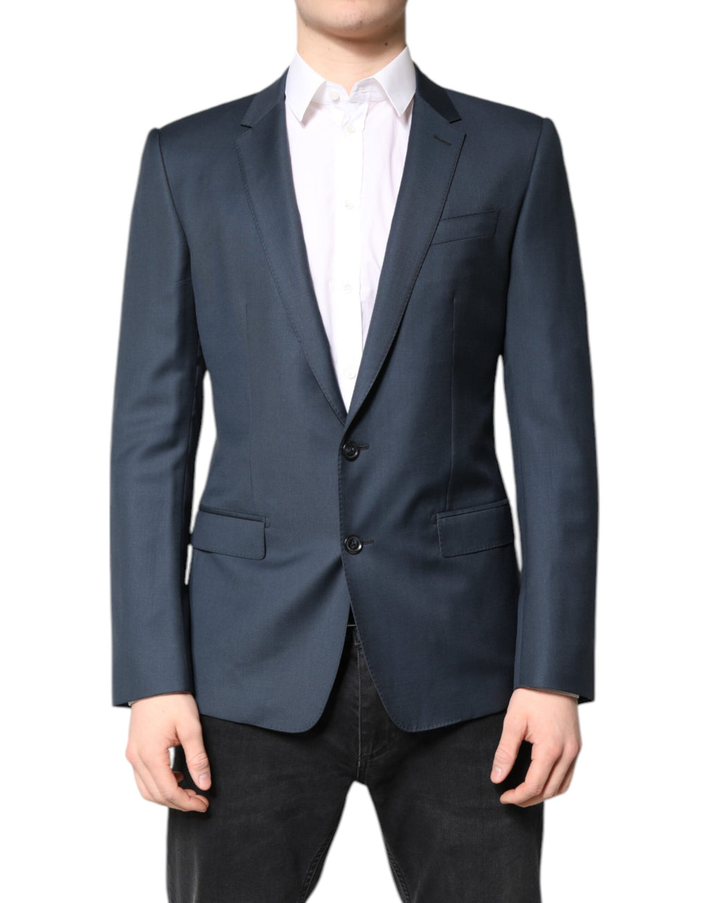 Dolce & Gabbana Blue Single Breasted Men Coat MARTINI Blazer