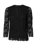 Dolce & Gabbana Black Lace STAFF Crew Neck Long Sleeves Top