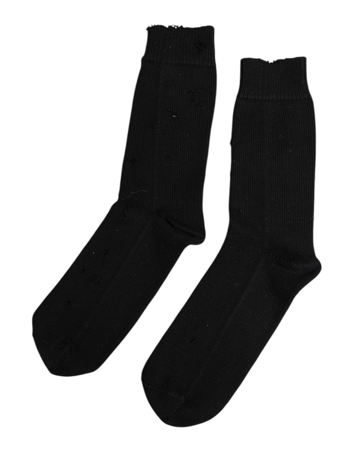 Dolce & Gabbana Black Solid Stretch Mid Calf Men Socks