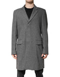 Dolce & Gabbana Gray Wool Single Breasted Trench Coat Jacket