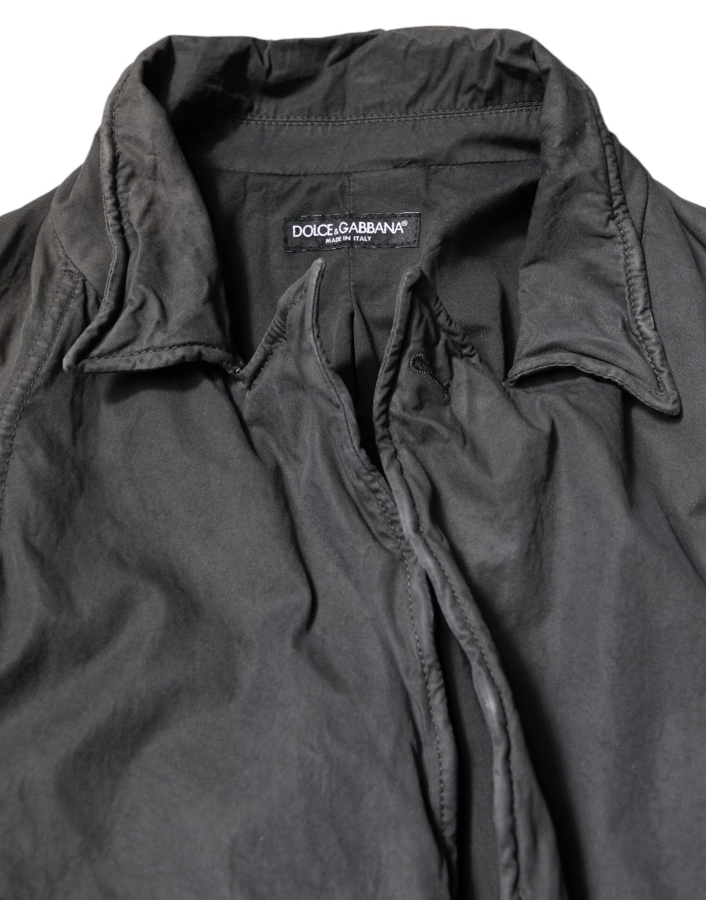 Dolce & Gabbana Black Solid Cotton Collared Coat Jacket
