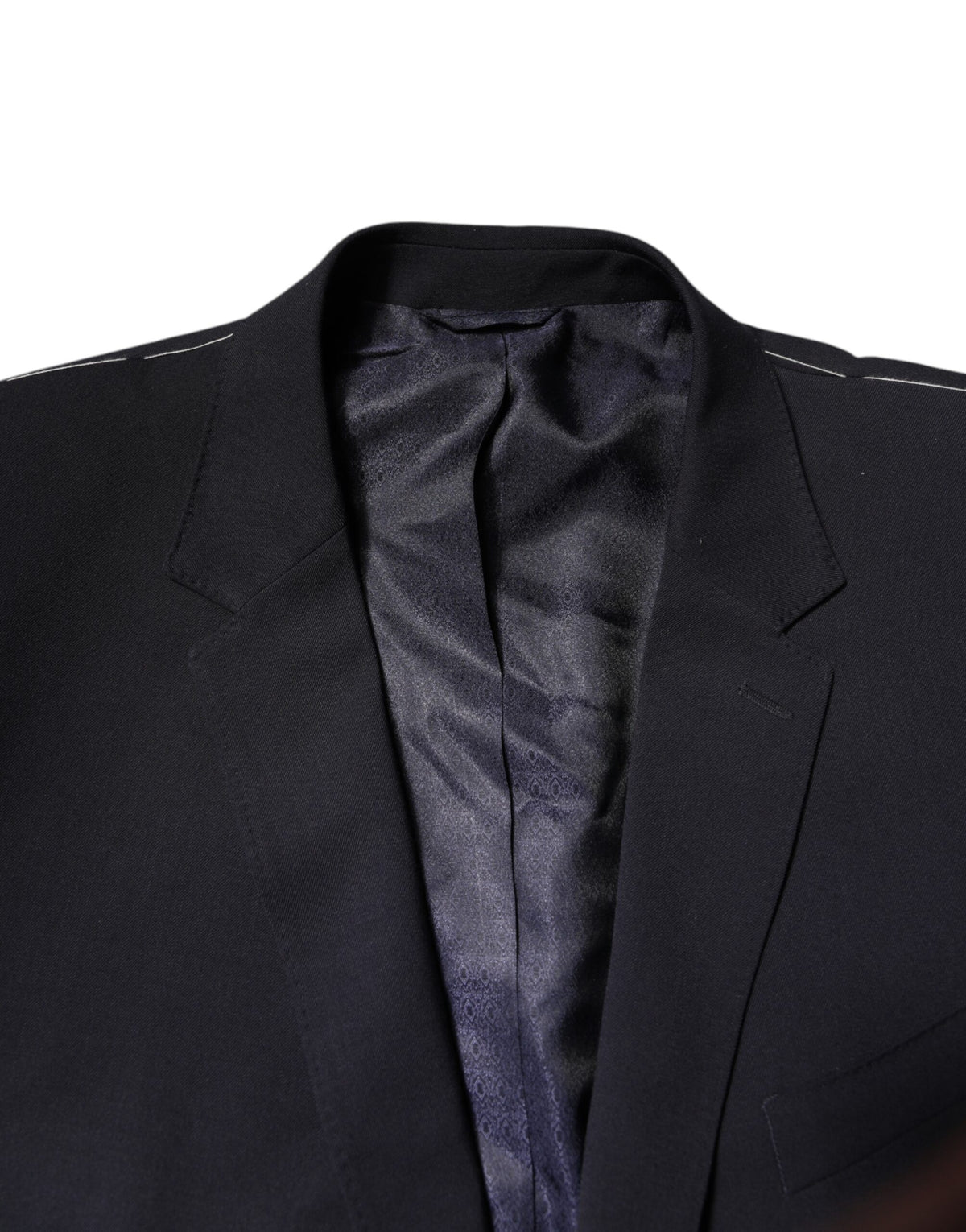 Dolce & Gabbana Dark Blue Wool Single Breasted Coat Blazer