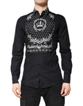 Dolce & Gabbana Black White Bandana GOLD Formal Dress Shirt